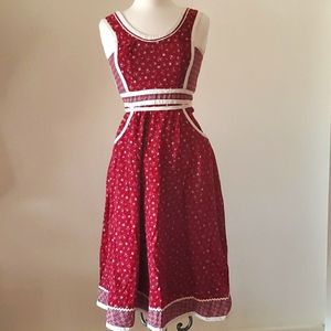 Red 1970s Gunne Sax Maxi Dress